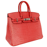 Hermès 25cm Birkin Bougainvillea Matte Niloticus Crocodile Palladium Hardware