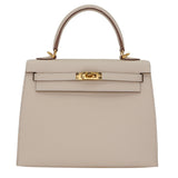 Hermès 25cm Kelly Sellier Craie Epsom Leather Gold Hardware