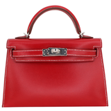 Hermès Kelly II Sellier Mini Rouge Piment Box Calf Leather Palladium Hardware