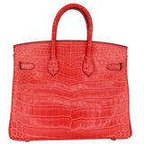 Hermès 25cm Birkin Bougainvillea Matte Niloticus Crocodile Palladium Hardware