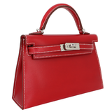 Hermès Kelly II Sellier Mini Rouge Piment Box Calf Leather Palladium Hardware