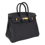 Hermès 25cm Birkin HSS Black/Gold Chèvre Gold Hardware