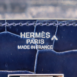 Hermès 30cm Birkin Sellier Bleu Saphir Shiny Porosus Crocodile Palladium Hardware