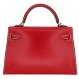 Hermès Kelly II Sellier Mini Rouge Piment Box Calf Leather Palladium Hardware