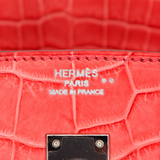 Hermès 25cm Birkin Bougainvillea Matte Niloticus Crocodile Palladium Hardware