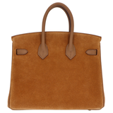 Hermès 25m Birkin Grizzly Gold/Alezan Suede/Swift Leather Gold Hardware