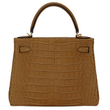 Hermès 28cm Kelly Retourne Kraft Matte Alligator Gold Hardware