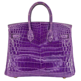 Hermès 25cm Birkin Ultraviolet Shiny Niloticus Crocodile Gold Hardware