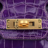 Hermès 25cm Birkin Ultraviolet Shiny Niloticus Crocodile Gold Hardware