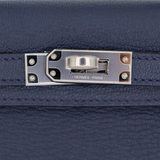 Hermès Kelly II Sellier Verso Mini Bleu Navy/Rouge De Coeur Chèvre Leather Palladium Hardware