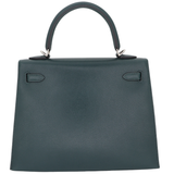 Hermès 25cm Kelly Sellier Vert Cypress Chèvre Leather Palladium Hardware