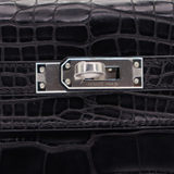 Hermès 25cm Kelly Retourne Black Matte Alligator Palladium Hardware