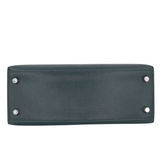 Hermès 25cm Kelly Sellier Vert Cypress Chèvre Leather Palladium Hardware