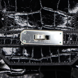 Hermès 35cm Birkin Black Shiny Porosus Crocodile Palladium Hardware