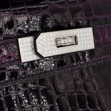 Hermès Kelly Cut Amethyst Shiny Porosus Crocodile Diamond Hardware