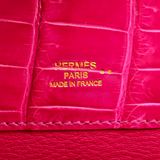 Hermès Kelly Cut Rose Scheherazade Shiny Niloticus Crocodile Gold Hardware