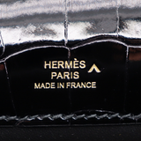 Hermès Kelly Pochette Black Shiny Porosus Crocodile Gold Hardware