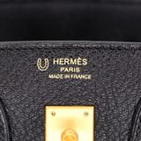 Hermès 25cm Birkin HSS Black/Rouge Chèvre Leather Brushed Gold Hardware