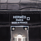 Hermès 25cm Kelly Retourne Black Matte Alligator Palladium Hardware