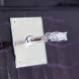 Hermès Kelly Cut Amethyst Shiny Porosus Crocodile Diamond Hardware