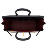 Hermès 25cm Birkin HSS Black/Rouge Chèvre Leather Brushed Gold Hardware