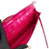 Hermès Kelly Cut Rose Scheherazade Shiny Niloticus Crocodile Gold Hardware