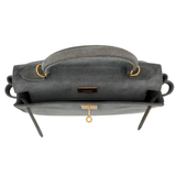 Hermès 28cm Kelly Sellier Doblis Gris Suede Leather Gold Hardware