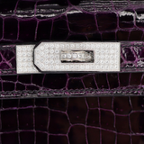 Hermès Kelly Cut Amethyst Shiny Porosus Crocodile Diamond Hardware