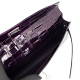 Hermès Kelly Cut Amethyst Shiny Porosus Crocodile Diamond Hardware