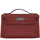 Hermès Kelly Pochette Rouge H Swift Leather Palladium Hardware