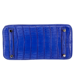 Hermès 30cm Birkin Bleu Electrique Matte Niloticus Crocodile Palladium Hardware