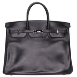 Hermès 40cm Birkin Black Box Calf Leather Palladium Hardware