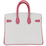 Hermès 25cm Birkin HSS White/Bubblegum Epsom Leather Pallladium Hardware