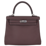Hermès 25cm Kelly Retourne Rouge Sellier Swift Leather Palladium Hardware