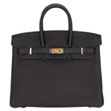 Herm�s 25cm Birkin Black Togo Leather Rose Gold Hardware
