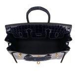 Hermès 25cm Birkin Bleu Baltique Shiny Niloticus GHW
