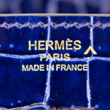 Herm�s 25cm Birkin Bleu Saphir Shiny Porosus Crocodile Gold Hardware