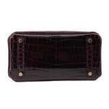 Herm�s 25cm Birkin Bordeaux Shiny Niloticus Crocodile Gold Hardware