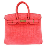 Herm�s 25cm Birkin Bougainvillea Matte Alligator Gold Hardware
