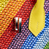 Herm�s 25cm Birkin Customized Rainbow Chevron Swarovski Crystal Palladium Hardware