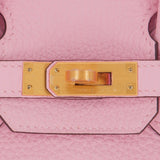 Herm�s 25cm Birkin HSS Rose Sakura Clemence Leather Brushed Gold Hardware
