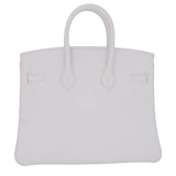 Herm�s 25cm Birkin HSS White Clemence Leather Palladium Hardware