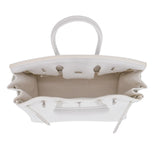 Herm�s 25cm Birkin HSS White Clemence Leather Palladium Hardware