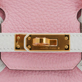 Herm�s 25cm Birkin Sakura/White Clemence Leather Gold Hardware