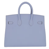 Herm�s 25cm Birkin Sellier Bleu Brume Epsom Leather Palladium Hardware
