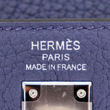 Herm�s 25cm Kelly Retourne Bleu Navy Togo Leather Palladium Hardware