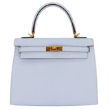 Herm�s 25cm Kelly Sellier Bleu Brume Epsom Leather Gold Hardware