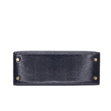 Herm�s 25cm Kelly Sellier Bleu Indigo Shiny Lizard Gold Hardware