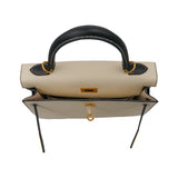 Herm�s 25cm Kelly Sellier HSS Black/Nata Epsom Leather Brushed Gold Hardware