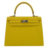Herm�s 25cm Kelly Sellier Lime Epsom Leather Palladium Hardware